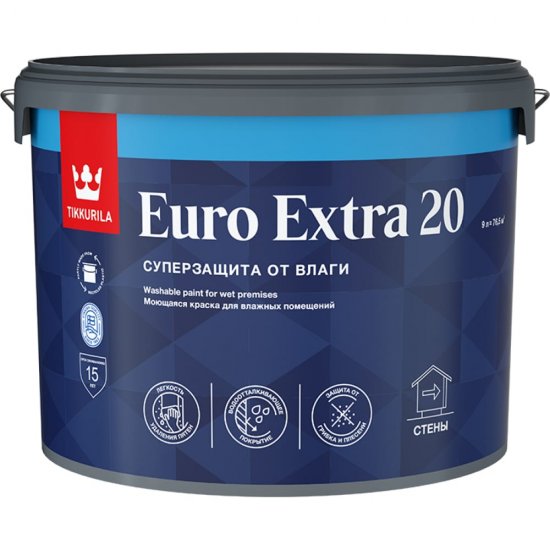 Моющаяся краска для влажных помещений Tikkurila EURO EXTRA 20