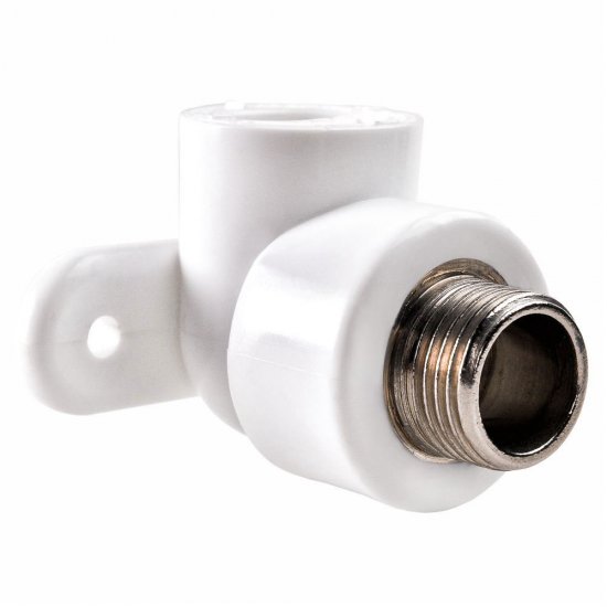 Угол полипропиленовый РВК комбинированный с креплением 20 мм х 1/2 НР(ш) (021010)