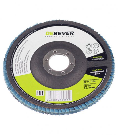 Круг лепестковый по металлу/древесине Debever 125х22,2 мм P80 торцевой (FDC125Z80/562)
