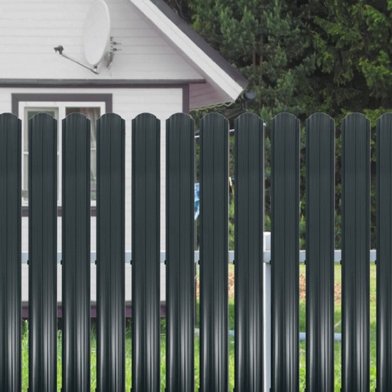 Евроштакетник односторонний полукруглый 0,45 мм 105х1500 мм графитовый серый RAL 7024 фигурный срез