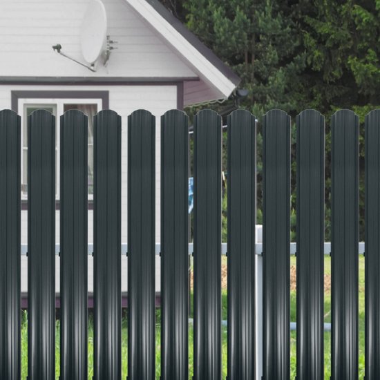 Евроштакетник односторонний полукруглый 0,45 мм 105х2000 мм графитовый серый RAL 7024 фигурный срез