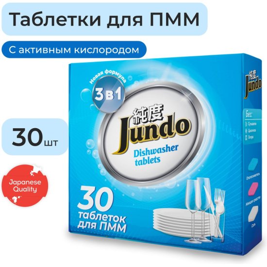 Таблетки для посудомоечных машин Jundo Active Oxygen