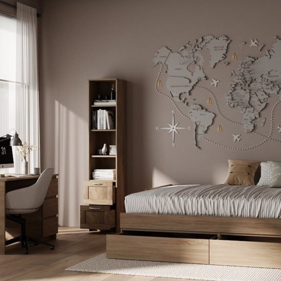 Стеллаж Шведский Стандарт Сириус 392х350х1900 мм 4 полки 2 ящика дуб сонома