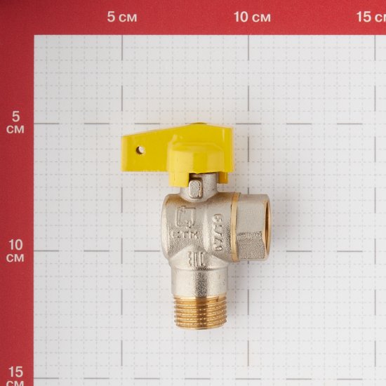 Кран шаровой газовый 1/2 НР(ш) х 1/2 ВР(г) бабочка угловой