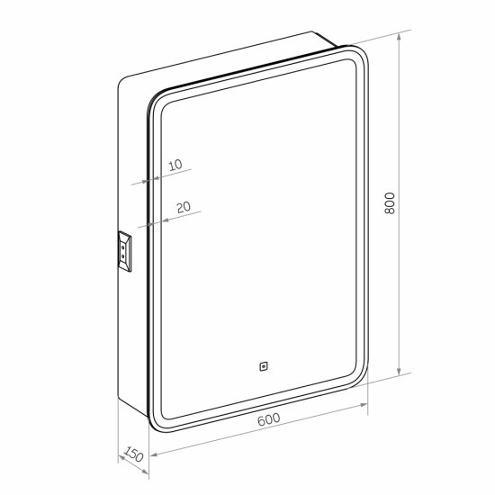 Зеркальный шкаф Continent Elliott 60х80х15 см с подсветкой белый