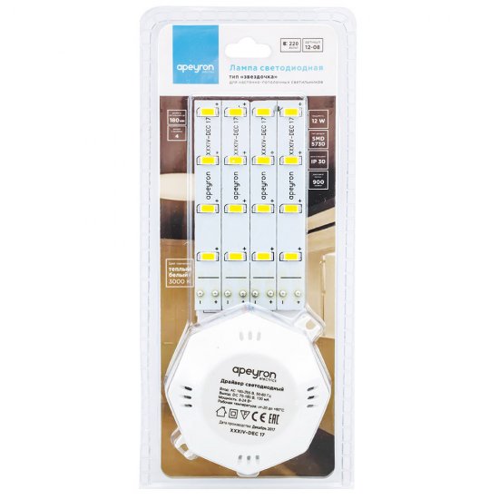 Модуль светодиодный Apeyron 12 Вт IP30 220 В 3000К с драйвером (12-08)