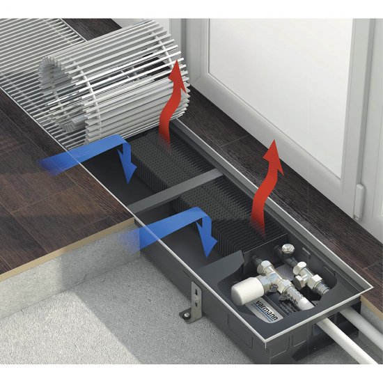 Конвектор внутрипольный Varmann Ntherm N с 1 теплообменником 1400х230х90 мм боковое подключение