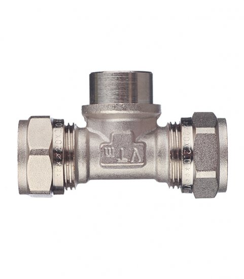 Тройник VALTEC (VTm.332.N.200420) 20 обж(ц) х 1/2 ВР(г) х 20 обж(ц)