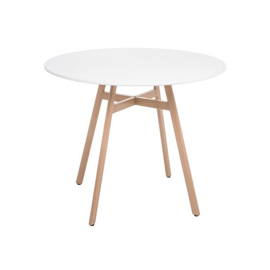 Стол кухонный круглый d0,9 м белый Сканди (11710)