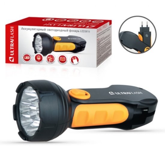 Фонарь ручной Ultraflash LED3816 (LED3816) светодиодный 6 LED 2,9 Вт аккумуляторный SLA 500 мАч пластик 1 режима