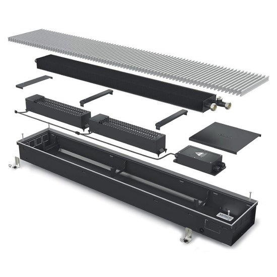 Конвектор внутрипольный Varmann Qtherm с 1 теплообменником 1250х230х110 мм боковое подключение