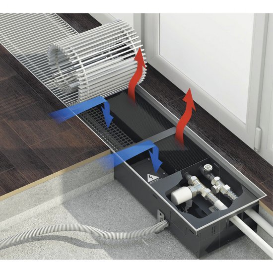 Конвектор внутрипольный Varmann Qtherm с 1 теплообменником 2000х230х110 мм боковое подключение