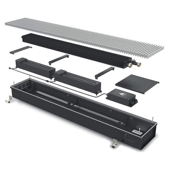 Конвектор внутрипольный Varmann Qtherm с 1 теплообменником 2000х230х110 мм боковое подключение