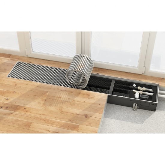 Конвектор внутрипольный Varmann Qtherm с 1 теплообменником 1250х230х75 мм боковое подключение