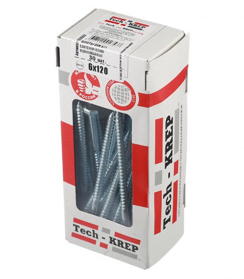 Болт сантехнический 6х120 мм DIN 571 оцинкованный (30 шт.)