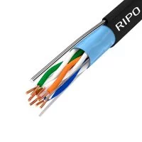 Интернет-кабель уличный (витая пара) FTP CAT5e 4х2х0,46 мм экранированный Ripo с тросом черный (305 м)
