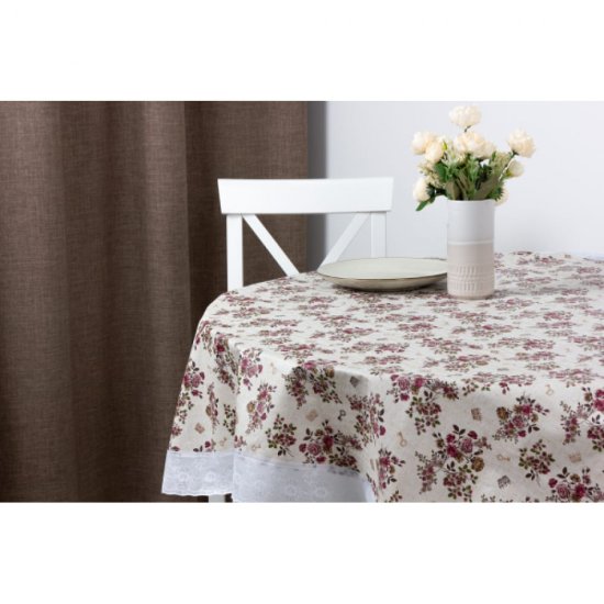 Круглая готовая скатерть Meiwa F-198 WH/BR