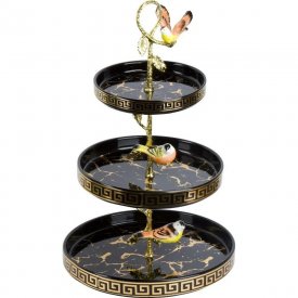 Блюдо-этажерка, фруктовница Nouvelle Черный мрамор