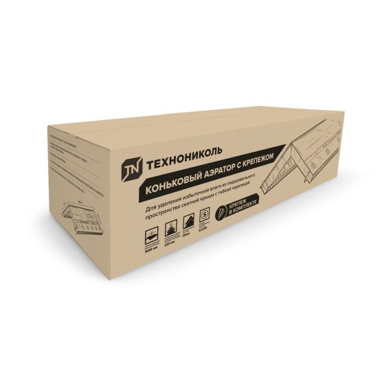 Аэратор коньковый для гибкой черепицы Технониколь с крепежом и фильтром 1000х325 мм