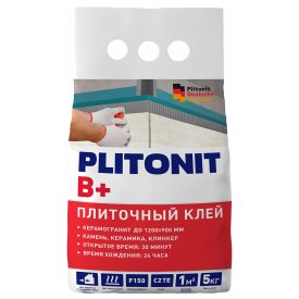 Клей для плитки/ керамогранита/ камня/ клинкера Plitonit В+ серый класс C2 TE 5 кг