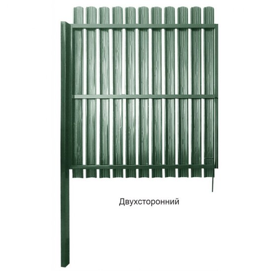Ворота распашные с двухсторонним штакетником 3х1,5 м зеленые RAL 6005