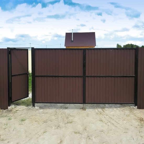 Калитка распашная каркас со столбом 1х1,5 м серая