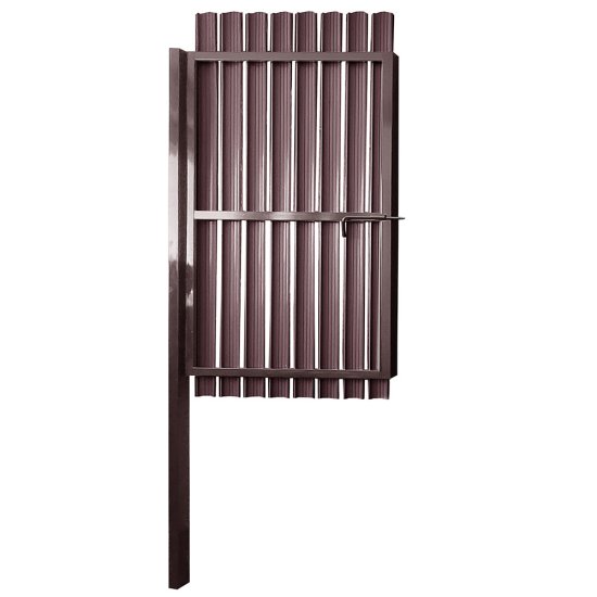 Калитка распашная с двухсторонним штакетником 1х1,5 м коричневая RAL 8017