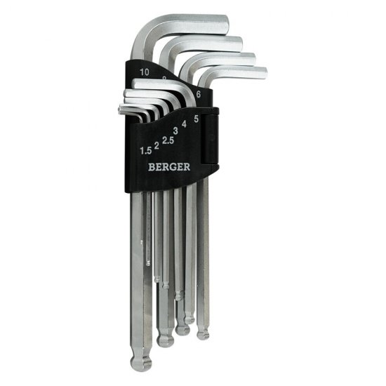 Набор шестигранных ключей с шаровым профилем Berger 1,5-10 мм (BG2291) (10 шт.)
