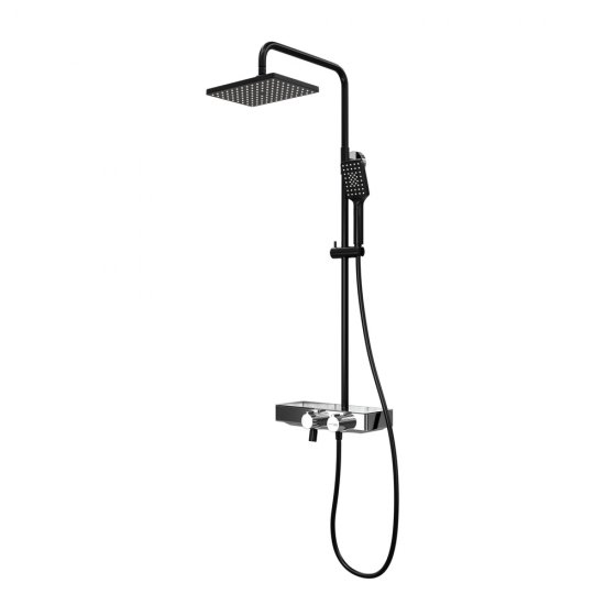 Душевая система WasserKraft с верхним душем с лейкой с термостатом черная (A11401)