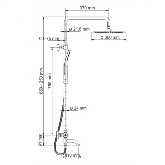 Душевая система WasserKraft с верхним душем с лейкой с термостатом черная (A28801)