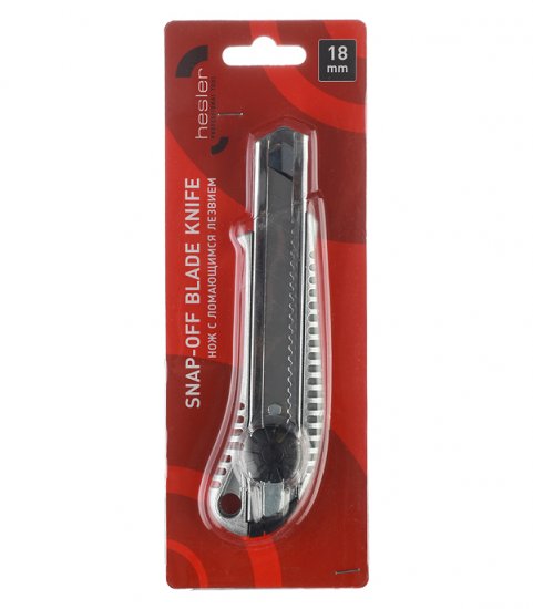 Нож строительный Hesler 18 мм с сегментированным лезвием стальной корпус