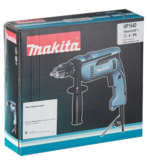 Дрель сетевая ударная Makita HP1640 680 Вт ключевой патрон