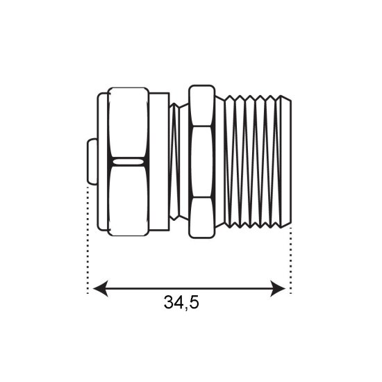 Соединитель прямой 16 обж(ц) х 1/2 НР(ш)