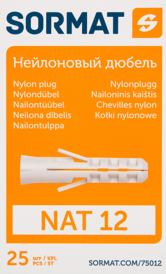 Дюбель распорный для полнотелых материалов 60 мм нейлон цвет бежевый 25 шт.
