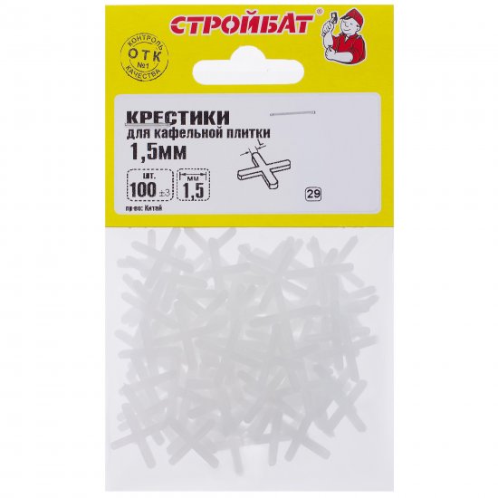 Крестики для кафельной плитки Стройбат 1.5 мм 100 шт.