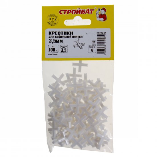Крестики для кафельной плитки Стройбат 3.5 мм 100 шт.