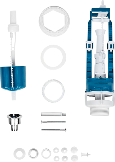 Арматура для бачка сливная/наливная нижнее подключение кнопка хром 1 режим Инкоэр