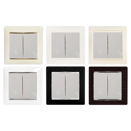 Переключатель двухклавишный - Legrand Valena - 10А 250В схема 6/2 безвинтовые зажимы - слоновая кость