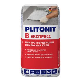 Клей для плитки/ керамогранита/ камня Plitonit В Экспресс Вб быстротвердеющий серый класс C1 TF 25 кг