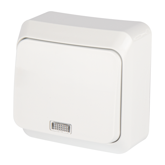 Переключатель накладной Systeme Electric Этюд 1 клавиша с подсветкой цвет белый