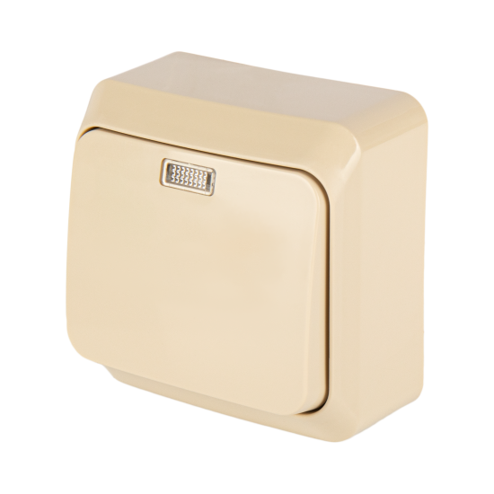 Выключатель накладной Systeme Electric Этюд 1 клавиша с подсветкой цвет кремовый