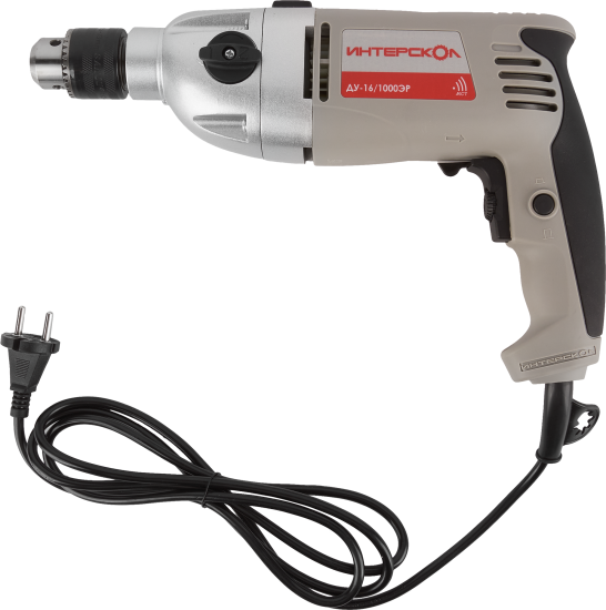 Дрель сетевая ударная Интерскол ДУ-16/1000ЭР, 1000 Вт