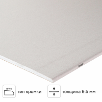 Гипсокартон 9.5 мм Knauf 2500x1200 3 м²