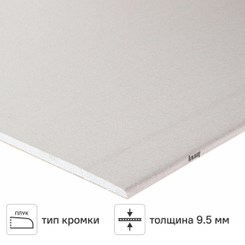 Гипсокартон 9.5 мм Knauf 2500x1200 3 м²