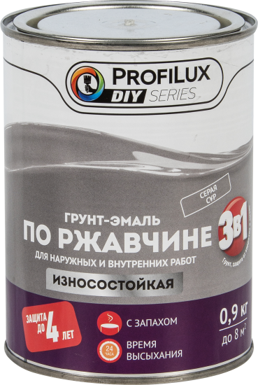 Грунт-эмаль 3 в 1 Profilux гладкая цвет серый 0.9 кг