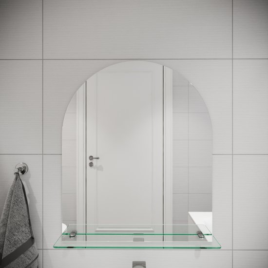 Зеркало для ванной Omega Glass NNKP211М с полкой 50x60 см арка