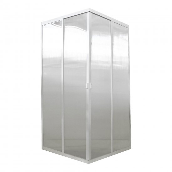 Душевая ширма Metakam квадратная 89x89x177см цвет профиля белый раздвижная стекло 4мм матовое