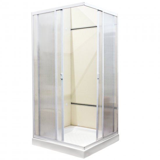Душевая ширма Metakam квадратная 89x89x177см цвет профиля белый раздвижная стекло 4мм матовое