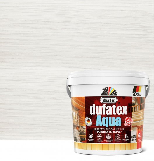 Пропитка для дерева водная Dufatex aqua 0.75 л цвет белый