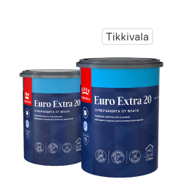 Краска для стен и потолков Tikkivala Euro-20 полуматовая цвет белый база А 0.9 л